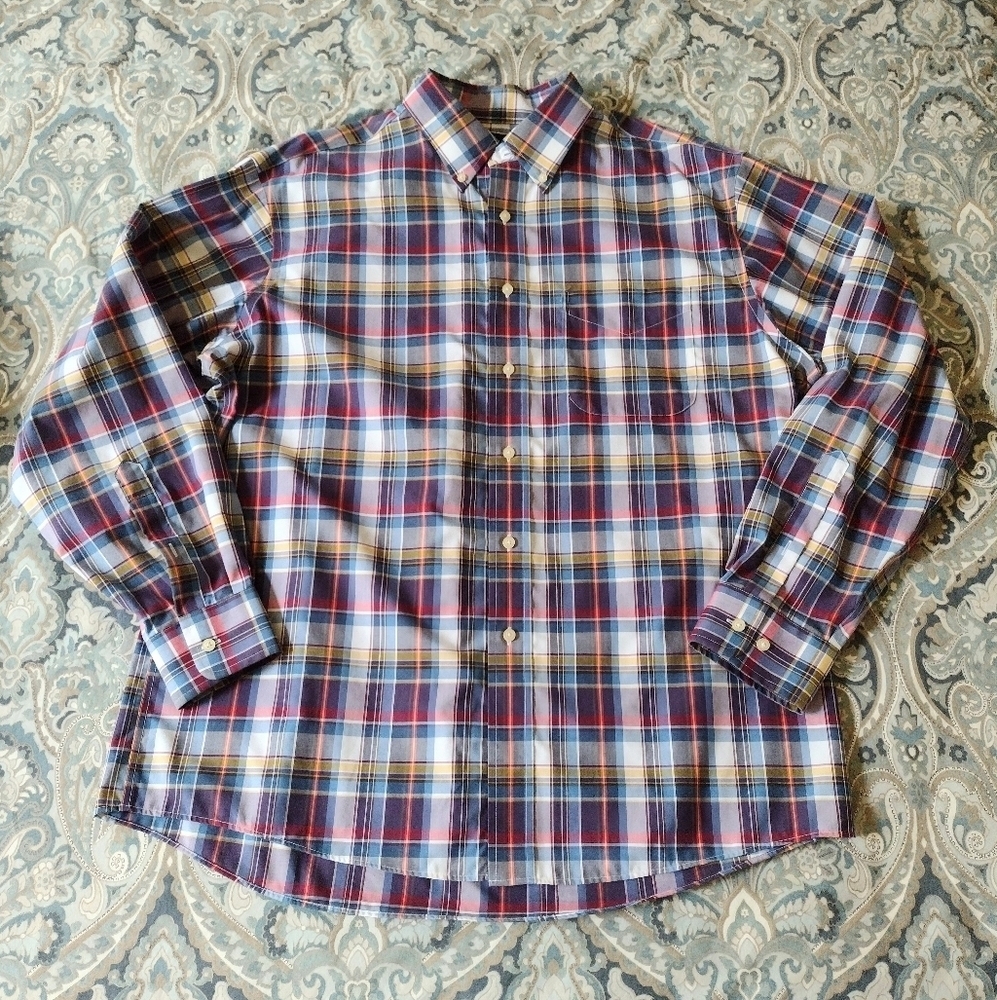 Jos. A. Bank Men's Plaid Long Sleeve Button Down Shirt Sz L